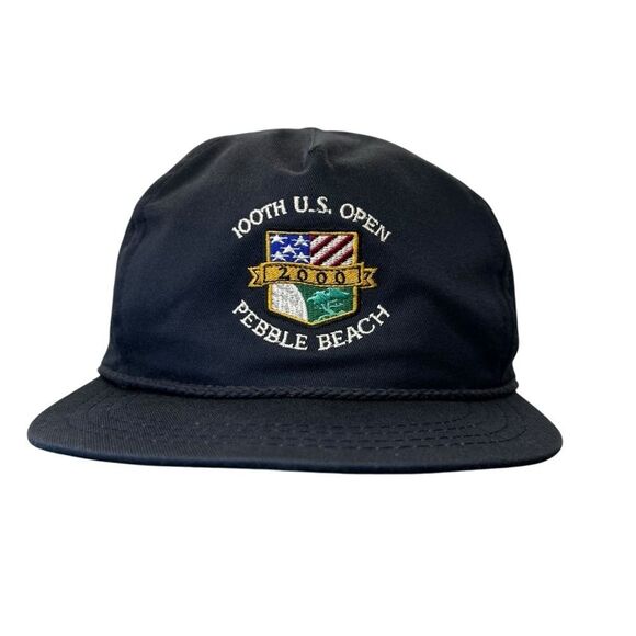 Vtg 2000 100th US Open Pebble Beach Golf Hat merch leather adjustable strap - Picture 1 of 14